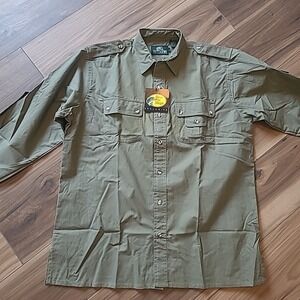 Bass Pro Shops Long Sleeve Button-Up Shirt Size L Army Green